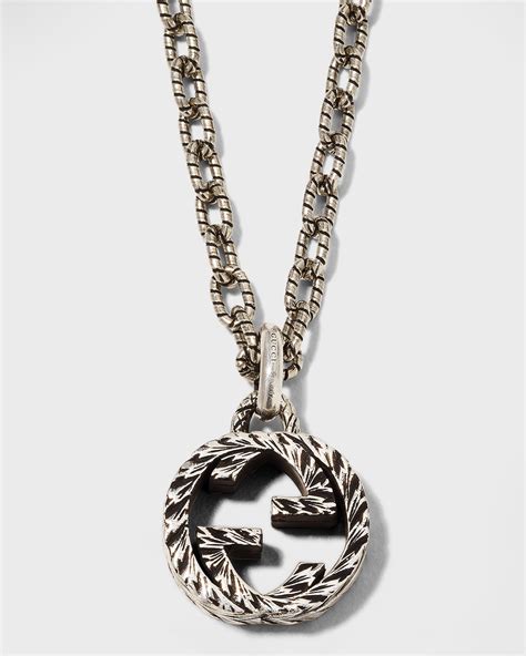 gucci mens necklace pendant|Gucci interlocking g pendant necklace.